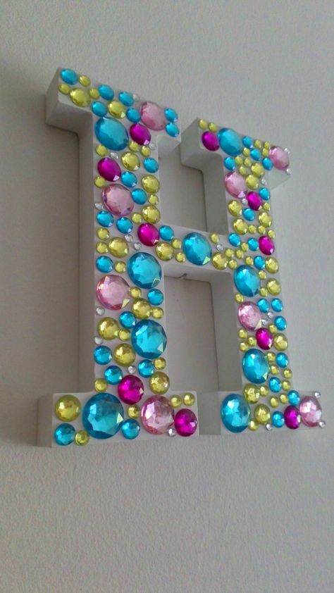 Decorated Letters For Wall, Beaded Initials, Diy Alphabet Letters, Leftover Ideas, Letters For Wall, Letters Ideas, Wooden Letters Decorated, Decorated Letters, Crafts Room