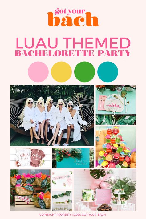 Got Your Bash | Party Planning Services Hawaiian Bachelorette Party Ideas, Bachelorette Mood Board, Hawaiian Bachelorette Party, Flamingo Drink, Beach Bach, Bachelorette Planning, Punch Cocktails, Pina Coladas, Awesome Bachelorette Party