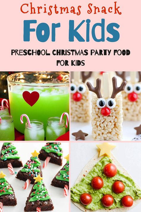 Christmas party snack ideas: guacamole Christmas trees, chocolate penguins, and strawberry Santa skewers for kids Daycare Christmas Party, Christmas Party Snacks For Kids, Holiday Snacks For Kids, Party Snacks For Kids, Healthy Christmas Party Food, Preschool Treats, Preschool Christmas Party, Christmas Party Snacks, Snacks For Kids