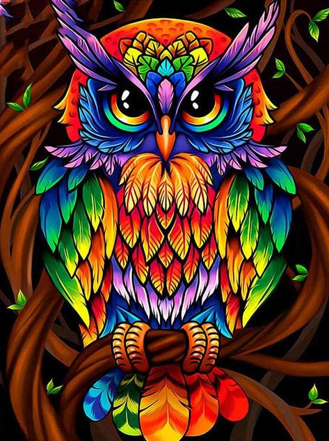 714. Owls – ZandMe's 999 Good Things Painting Rainbow, Colorful Owl, Owl Artwork, Owl Wallpaper, Colorful Owls, Owls Drawing, Owl Pet, Owl Cartoon, Owl Pictures