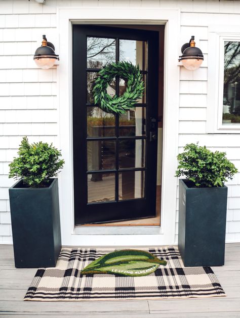 Our New Back Door and Wayfair Sale - Nesting With Grace Ideas For 70th Birthday Party, Eclectic Porch, Ideas For Events, Back Door Entrance, Single Patio Door, Temporary Door, Black Exterior Doors, Cozy Eclectic, Nesting With Grace