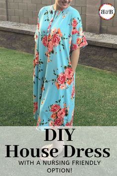 Simple Dress Pattern Free, House Dress Pattern, Maternity Sewing, Diy Dresses, Dress Sewing Patterns Free, Sewing Patterns Free Women, Nightgown Pattern, Women's Sewing Pattern, Free Sewing Pattern