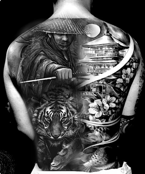 Japanese Tattoo Back Men, Men Tattoo Japanese, Japanese Samurai Back Tattoo, Full Back Tattoos For Men Japanese, Japanese Tattoo Back, Samurai Back Tattoo, Lion Back Tattoo, Japanese Warrior Tattoo, Japanese Hand Tattoos