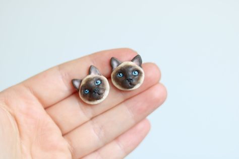 Siamese cat polymer clay stud earrings, fimo cat earrings, Mother’s Day gift, gift for women Cat Polymer Clay, Earrings Fimo, Polymer Clay Stud Earrings, Clay Stud Earrings, Cat Earrings, Siamese Cats, Gift For Women, Polymer Clay Earrings, Czech Republic