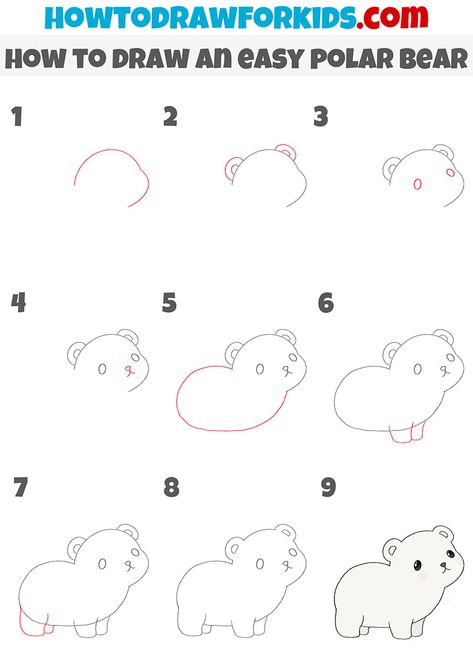 How To Draw A Polar Bear, How To Draw A Bear, Draw Polar Bear, Polar Bear Doodle, Draw A Polar Bear, Doodle Step By Step, Mystery Drawing, Polar Bear Drawing, Hedgehog Drawing