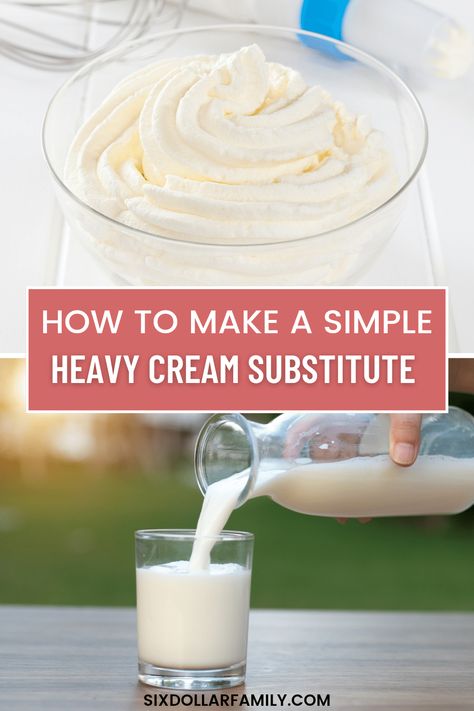 Heavy cream is a staple ingredient in many recipes, from soups to sauces, desserts, and more. There are several substitutes for heavy cream that you can use in your cooking and baking. Substitute For Heavy Cream, Homemade Heavy Cream, Cream Substitute, Heavy Cream Recipes, Heavy Cream Substitute, July Desserts, Cooking Substitutions, How To Make Cream, Baking Hacks