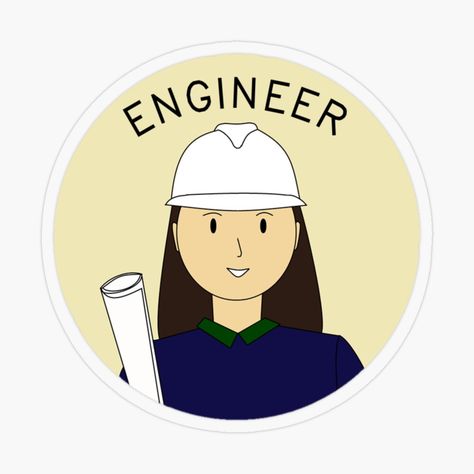 Engineering Stickers, Engineer Drawing, Industrial Uniform, Engineer Cartoon, Engineer Girl, Female Engineer, Funny Laptop Stickers, Civil Engineering Design, Business Branding Inspiration