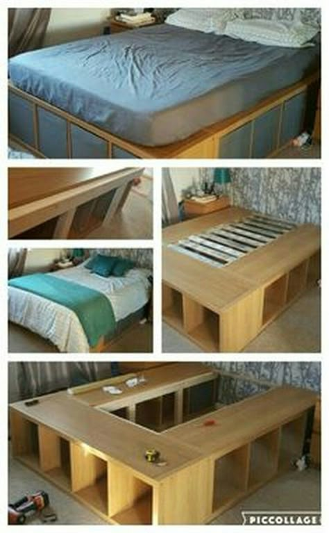 Platform Bed Diy, Diy Seng, Projek Kayu, Bilik Idaman, Diy Platform Bed, Desain Furnitur Modern, Platform Bed With Storage, Remodel Bedroom, Ikea Hacks