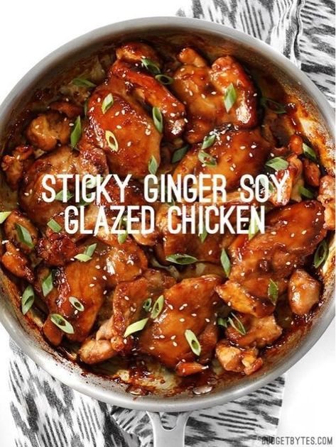 STICKY GINGER SOY GLAZED CHICKEN Recipe Soy Glazed Chicken, Chicken Thights Recipes, Simple Marinade, Chicken Chinese, Chinese Chicken Recipes, Soy Chicken, Recipes Beef, Easy Chinese Recipes, Glazed Chicken