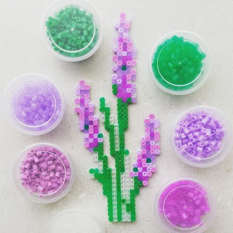 Lavender Perler Beads, Beads Perler, Flower Plant, Lavender Purple, Perler Bead, Hama Beads, Bead Designs, Perler Beads, Pixel Art