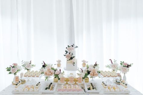 EventSource Weddings on Instagram: “From the frosty donuts to the intricate floral design, this picture perfect dessert table blew us away! 🍩🍰⠀ ⠀ Photo Credit: @thelovestudio_…” Dessert Table Florals, Acrylic Dessert Table Display, Modern Dessert Table, Floral Dessert Table, Wedding Dessert Table Decor, Sweet Station, Bridal Tea Party, Dessert Table Decor, Wedding Dessert Table