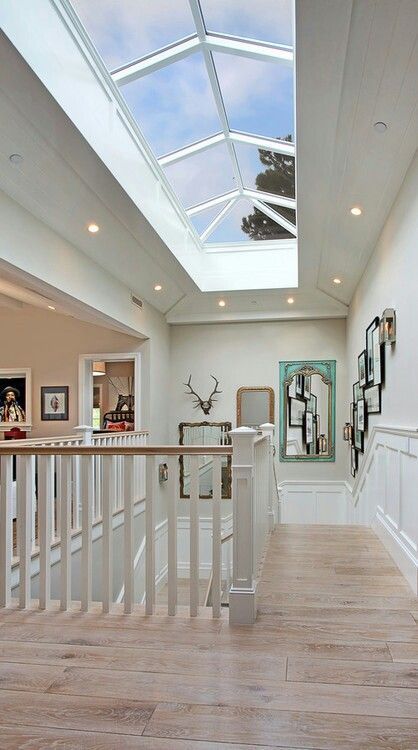 skylight, Great idea for the second floor or finished attic Brandon Architects, Traditional Staircase, Attic Renovation, Attic Remodel, Attic Rooms, New Home Designs, Wood Flooring, Style At Home, Coastal Homes