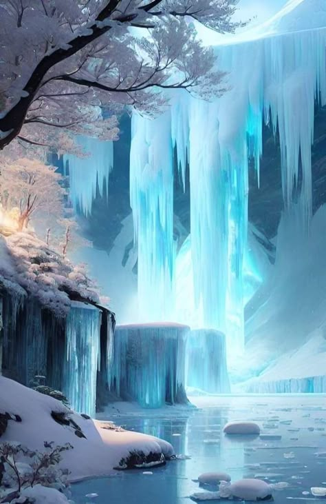 Winter Photography Nature, Winter Wonderland Wallpaper, Frozen Waterfall, Beautiful Winter Pictures, 숲 사진, Beautiful Winter Scenes, Waterfall Pictures, Ice Castles, Fantasy Background