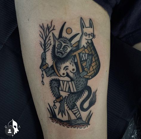 Artist: Grim Antihero Mari Lwyd Tattoo, Grim Antihero, Krampus Tattoo, Goblin Tattoo, Dumbest Tattoos, Doctor Tattoo, Tattoos 2024, Tattooed Woman, Christmas Tattoo