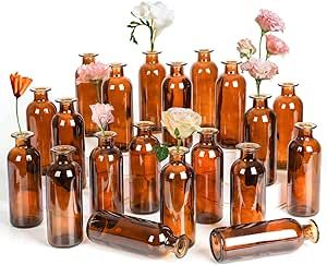 Amber Glass Centerpiece, Amber Vases, Centerpieces For Weddings, Slender Neck, Small Vases, Glass Bud Vase, Wedding Candle, Diffuser Bottle, Amber Bottles