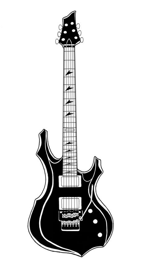 Guitar Design Drawing, Guitar Body Art, Electric Guitar Tattoo, Tat Stencils, Guitar Vector, Ibanez Guitars, Guitar Tattoo, Black And White Comics, Cnc Engraving