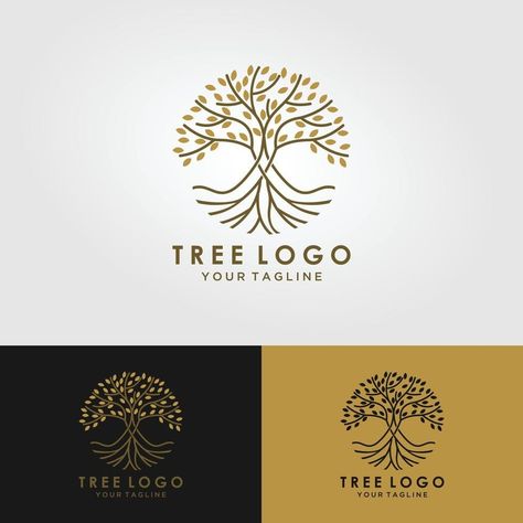 Rooted Tree Drawing, Tree Logo Ideas, Tree Of Life Logo, Roots Logo, Logo Design Inspiration Simple, Tree Circle, Tree Logo Design, Symbol Of Life, Vector Trees