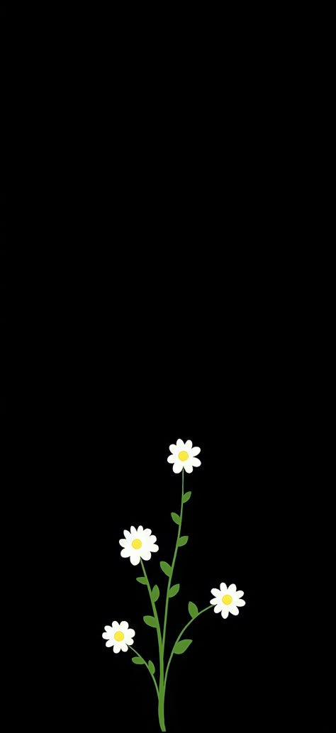 Cartoon Flower Wallpaper, Daisy Cartoon, Daisy Flower Drawing, Black Quotes Wallpaper, Black Flowers Wallpaper, Chill Art, Iphone Cartoon, Basic Background, Wallpapers Ideas