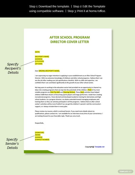 Free After School Program Director Cover Letter Template #AD, , #paid, #Program, #School, #Free, #Director, #Template Program Director, Cover Letter Template Free, After School Program, Document Templates, Human Development, School Programs, Letter Template, Apple Mac, Cover Letter Template