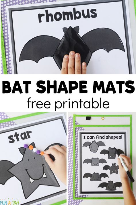 Bats Activities For Toddlers, Bat Learning Activities, Bats Theme Preschool, Bat Math Preschool, Bats Preschool Theme, Bat Sensory Activities, Halloween Shape Activities Preschool, Bat Preschool, Spiders And Bats Preschool Theme