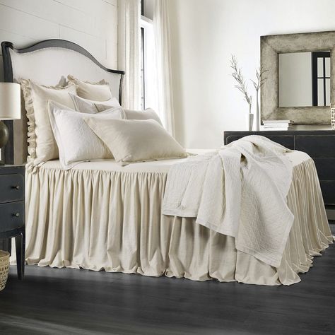 PRICES MAY VARY. Skirt:70%viscose 30%linen Decking Face:70%viscose 30%linen Decking Back:100%polyester SUPER KING SET: 3 Piece set includes (1) Bedspread (78"x80" + 33" drop) and (2) Pillow Shams (21"x34"). Material: skirt 70% viscose 30% linen, decking face 70% viscose 30% linen, decking back 100% polyester. INSPIRED DESIGNS: At HiEnd Accents, we create bedding and home decor that’s part wow factor, part comfort, and all you. Our creative team travels the world to find inspiration and translate Ruffle Bedspread, Farmhouse Style Bedding, All White Room, Modern Rustic Farmhouse, Linen Bedspread, Queen Bedspread, Romantic Shabby Chic, Shabby Chic Farmhouse, Iron Bed