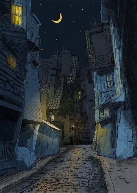 Night Village, Night Illustration, Fairytale Art, Fantasy Concept Art, Night Art, Animation Background, Dreamy Art, Environment Concept Art, Night Aesthetic