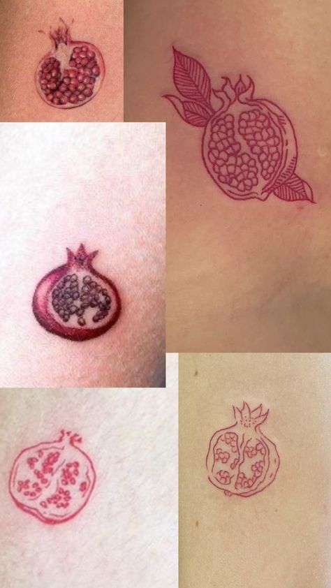 Pomegranate Tattoo, Whimsical Tattoos, I Want A Tattoo, Tattoos Inspo, Stick N Poke, Dainty Tattoos, Minimalist Tattoo, Pomegranate, Tatting