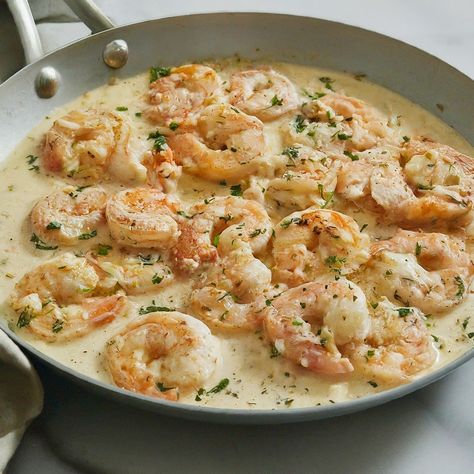 5-Ingredient Creamy Garlic Shrimp Scampi 🦐 Creamy Scampi Sauce Recipe, Creamy Scampi Sauce, Shrimp Scampi Recipe Creamy, Creamy Garlic Shrimp Scampi, Creamy Shrimp Scampi With Half And Half, Scampi Sauce Recipe, Easy Shrimp Scampi Recipe Garlic Butter, Garlic Butter Shrimp Scampi, Best Shrimp Scampi Recipe