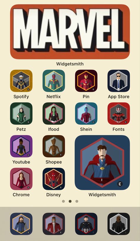 Marvel Widgetsmith Ideas, Marvel What If Icons, Marvel Icons For Apps, Marvel Ios 16 Wallpaper, Avengers App Icons, Marvel Widgets Iphone, Marvel Phone Theme, Avengers Widget, Marvel Home Screen