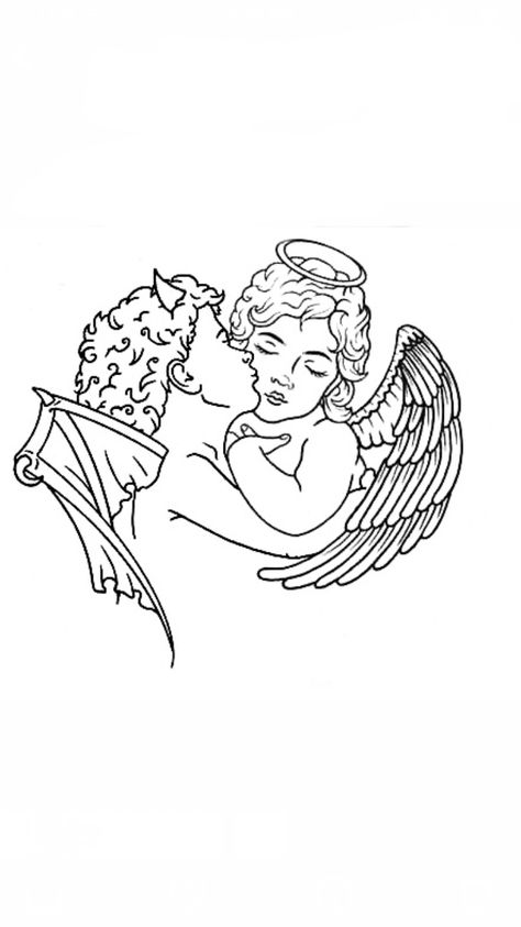 Fineline Cherub Tattoo, Fine Line Cherub Tattoo, Cherub Angel Tattoo Outline, Cherub Angel Tattoo Simple, Minimal Cherub Tattoo, Drawings Inspo, Ball Tattoo, Half Sleeve Tattoos Drawings, Dragon Ball Tattoo