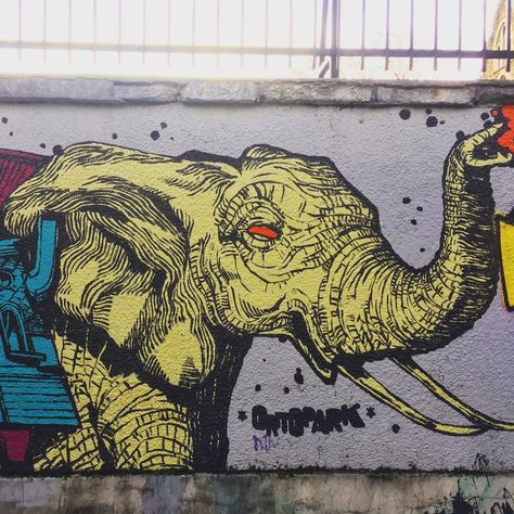 Graffiti Elephant, Yellow Elephant, Graff Art, Street Art Paris, Graffiti Murals, Wall Paint Designs, Graffiti Wall Art, Graffiti Wall, Paris Photos