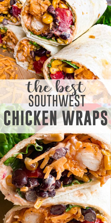 Southwest Dressing, Southwest Chicken Wraps, Chicken Wrap Recipe, Wraps Recipes Easy, Chicken Fresh, Easy Family Dinner, Chicken Wrap Recipes, Dinner Rotation, Lunch Wraps