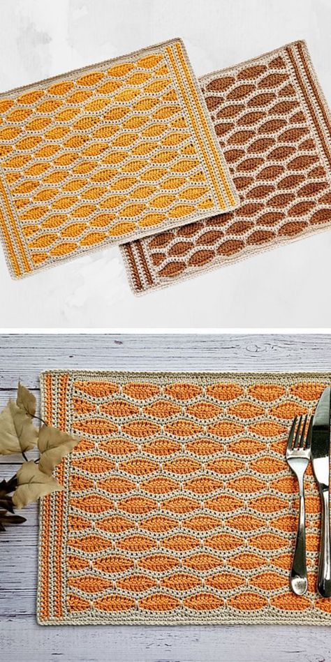 Fall Crochet Placemats, Crochet Thanksgiving Placemats, Mosaic Crochet Placemats, Crochet Place Mats Free Pattern Placemat, Crochet Placemats Free Pattern Rectangle, Crochet Placemats Free Pattern, Knit Placemats, Quilts Crochet, Placemats Ideas