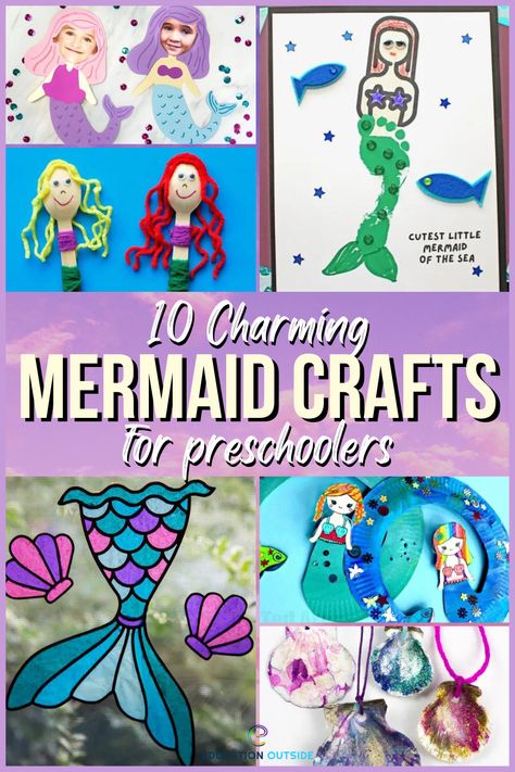 These charming mermaid preschool crafts will surely keep your children entertained while developing some important skills at the same time. Take the kids and dive into the world of enchanting underwater art. Mermaid Lesson Plans For Preschool, Mermaid Preschool Craft, Easy Mermaid Craft, Mermaid Crafts For Toddlers, Mermaid Kindergarten, Mermaid Crafts Preschool, Mermaid Crafts For Kids, Preschool Crafts Activities, Mermaid Activities