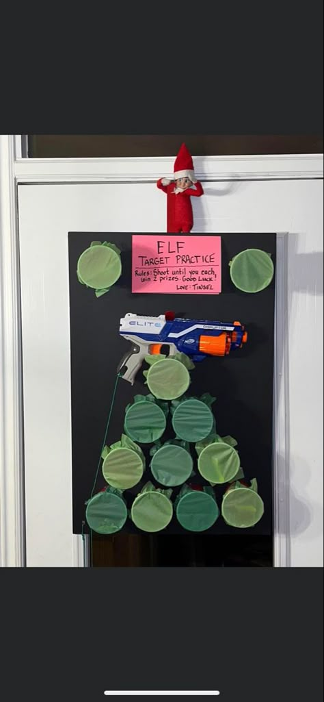 Elf On The Shelf Leaves Christmas Eve, Elf On The Shelf Decorate Tree, Elf On The Shelf Nerf Ideas, Elf On The Shelf Ideas In Kids Bedroom, Eld On Shelf Ideas, Elf On The Shelf Target Practice, Elf On The Shelf Ideas With Hotwheels, Elf On The Shelf Eminem, Elf With Balloons