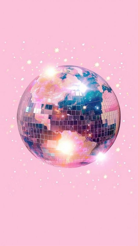 Collage Retro dreamy disco ball astronomy space universe. | premium image by rawpixel.com / Boom Disco Aesthetic Wallpaper, Disco Ball Background, Disco Ball Wallpaper, Pink Globe, Iphone Wallpaper Pink, Wallpaper Illustration, Future Wallpaper, Space Universe, Design Aesthetics