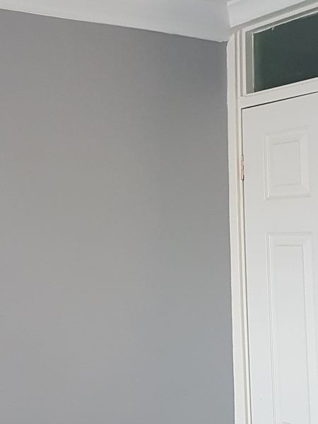 I need a grey paint thats not blue! Chic Shadow Bedroom, Dulux Chic Shadow, True Grey Paint Color, Dulux Grey, Pale Grey Paint, Grey Bedroom Paint, Chic Shadow, Half Painted Walls, Warm Grey Paint Colors