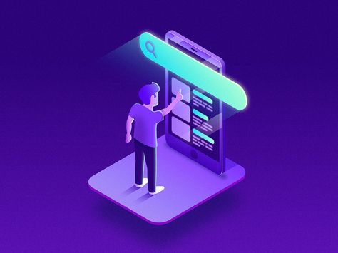 Dribbble Illustration, Digital Art Programs, Digital Phone, Ux Mobile, Isometric Design, Isometric Illustration, Web Graphic Design, Mobile Screen, Search Bar