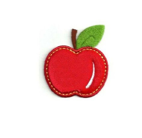 Ebay pictures MUST now be a certain size ~ Ebay picture is not actual size ~  Ebay picture enlarged to show detail and is for reference only ~ Iron On Applique Patch ( 1 ) Red apple applique ~ Soft red felt apple with green felt leaf ~ ~ Embroidered details ~ Pretty Apple ~ Measurements are taken at widest points x highest points 2"  x  2 1/4"  ~  5.1cm  x  5.7cm Heat seal appliques are easy to place on a a plain t-shirt for your little tykes, spice up your jeans....great added to your back pock Felt Apple, Apple Embroidery, Apple Applique, Felt Leaf, Felt Shapes, Felt Sewing, Felt Patch, Baby Sensory Toys, Felt Leaves