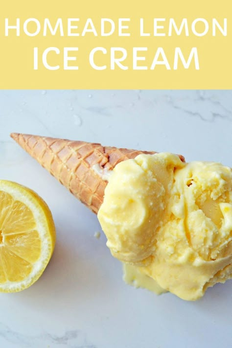 Homemade Lemon Ice Cream, Lemon Ice Cream Recipe, Ice Cream Recipes Machine, Lemon Ice Cream, Lemon Ice, Ice Cream Maker Recipes, Easy Ice Cream, Homemade Ice Cream Recipes, Lost 100 Pounds