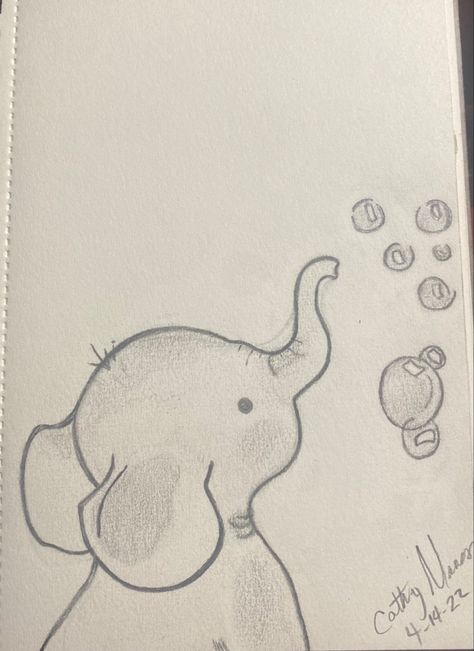 Elephant blowing bubbles Elephant Chalk Drawing, Small Cute Animal Drawings, Elephant Doodle Art, Easy To Draw Elephant, Drawing An Elephant, Easy Drawings Elephant, Elephant Painting Simple, Elephant Drawings Easy, Cute Things To Draw Easy Simple Animals