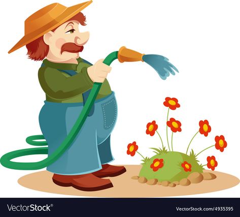 Gardener Cartoon, Sheep Vector, Ship Vector, Bear Vector, Man Vector, Cat Vector, Happy Cartoon, Community Helpers, Flag Vector