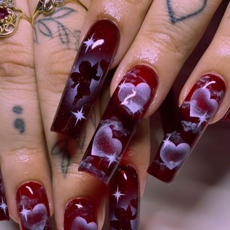 Hippie Nails, Punk Nails, Airbrush Nails, Goth Nails, Dope Nail Designs, Really Cute Nails, Bling Acrylic Nails, Fire Nails, Funky Nails