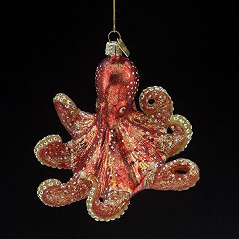 Noble Gems Red Octopus Sea Life Glass Christmas Tree Ornament Decoration New >>> Be sure to check out this awesome product. Beach Keepsakes, Glass Octopus, Red Octopus, Glass Christmas Tree Ornaments, Different Holidays, Kurt Adler, Old World Christmas, Glitter Glass, Glass Christmas Tree