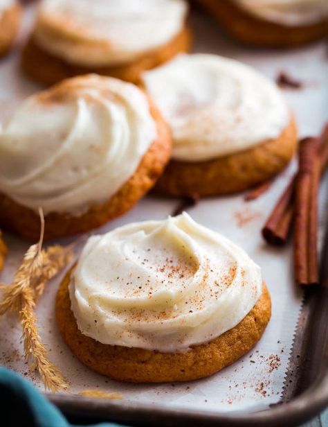 Pumpkin Cookies with Cream Cheese Frosting - Cooking Classy Pumpkin Cookies With Cream Cheese, Cookies With Cream Cheese Frosting, Cookies With Cream Cheese, With Cream Cheese Frosting, Pumpkin Cookies, Cheese Frosting, Cream Cheese Frosting, Frosting, Cream Cheese