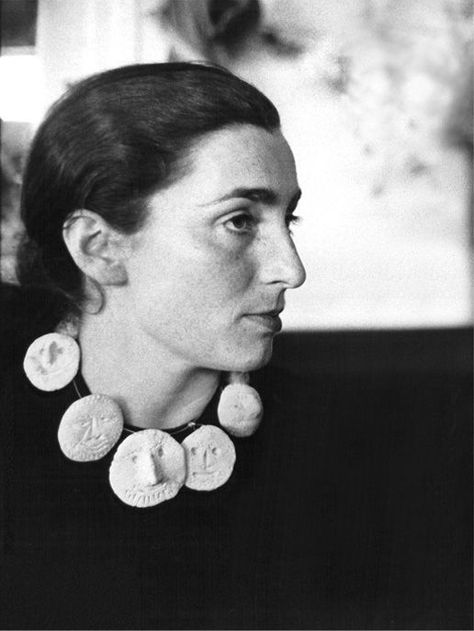 Jacqueline (Picasso’s wife wearing his ceramic jewelry) Ceramic Jewellery, Keramik Design, Ceramic Necklace, Modernist Jewelry, Black And White Photograph, Porcelain Jewelry, Cross Earrings, Outsider Art, Ceramic Jewelry