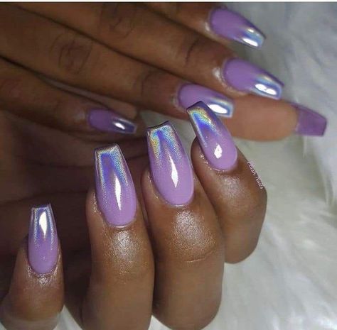 Irridescent Nails, Holographic Nail Designs, Ombre Chrome Nails, Purple Chrome Nails, Light Purple Nails, Purple Ombre Nails, Purple Glitter Nails, Chrome Nails Designs, Purple Nail Designs