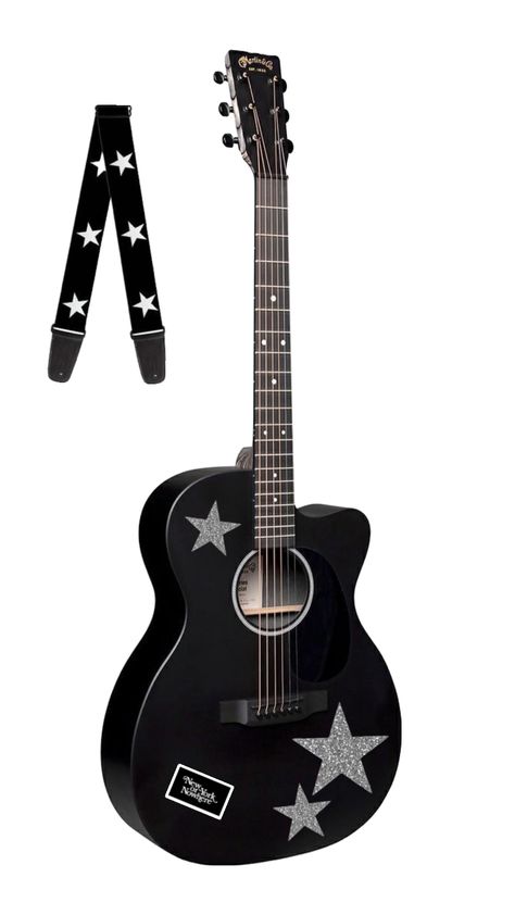 Stargirl Guitar Star Guitar Aesthetic, Kuromi Merch, Star Guitar, Custom Guitar, Guitar Songs, Star Stickers, Cool Guitar, Black Star, Electric Guitars