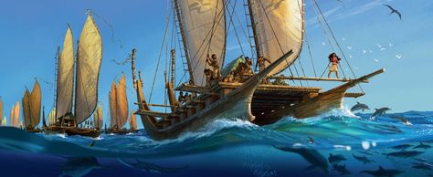 The Art of Moana | Concept Art World Moana Painting, Moana Concept Art, Moana Boat, Animation News, Concept Art World, Fantasy Concept, Animation Studios, Disney Concept Art, Dungeon Maps