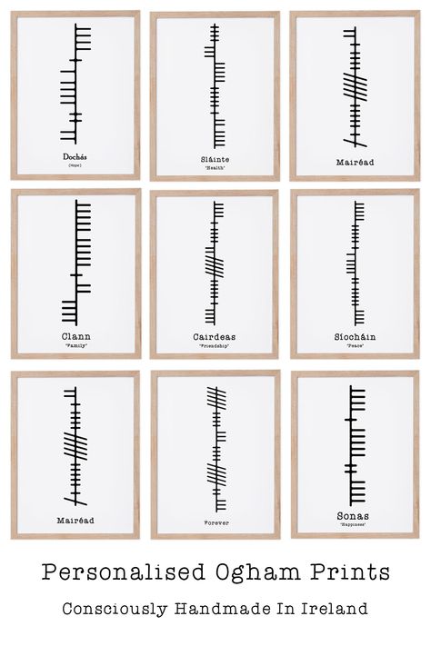 Type the name or word you would like translated into Irish Ogham. This handmade Irish print is availble now on my etsy store or at happylittlecreaion.com Celtic Line Tattoo, Tattoos In Irish Gaelic Words, Ogham Tattoo Irish, Ogham Words, Valintines Gifts, Irish Gaelic Tattoo, Ogham Tattoo, Irish Ogham, Gaelic Tattoo